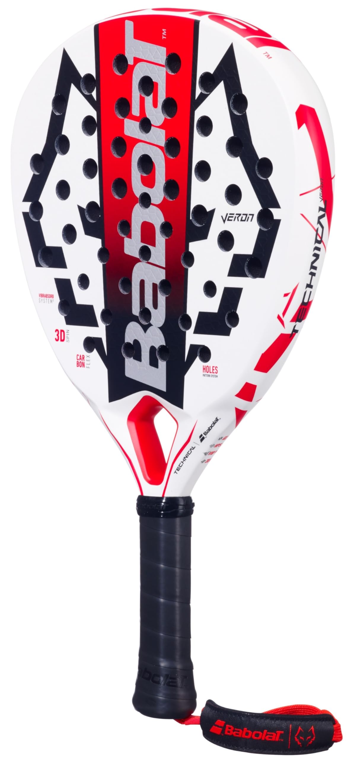Babolat Technical Veron Juan Lebron Padel Racket (White/Black/Red)