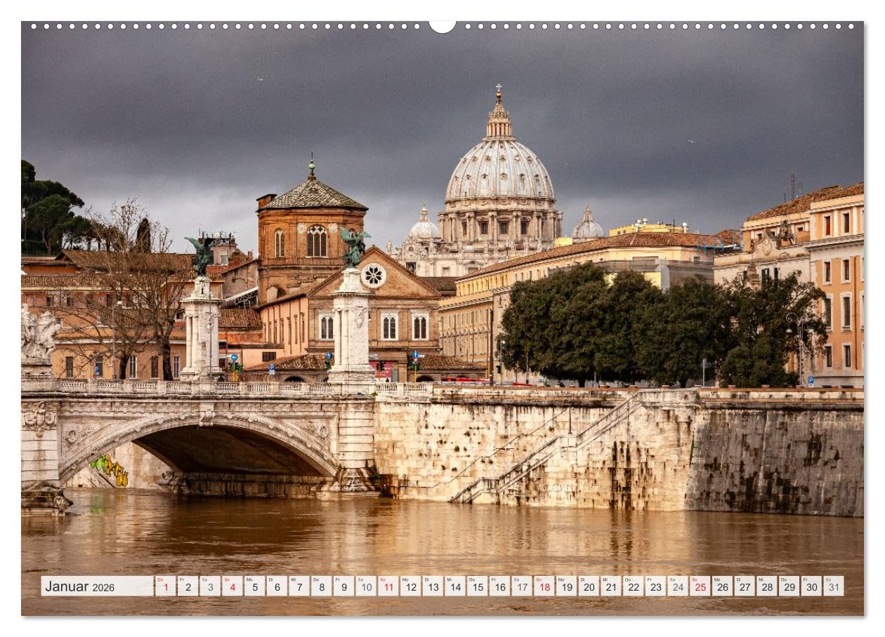 Italien - Rom (hochwertiger Premium Wandkalender 2026 DIN A2 quer), Kunstdruck in Hochglanz: 12 Monate mit wunderbaren Reisefotos aus der italienischen Hauptstadt (CALVENDO Orte)