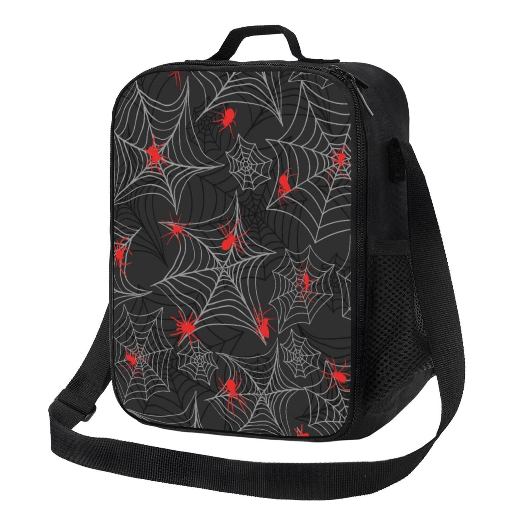 Gelasgo Spider Web Insulated Lunch Bag Thermal Reusable Lunch Tote with Adjustable Strap,Leak-Proof Design for School,Office & Picnic