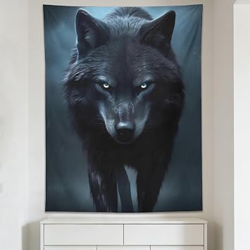 PailailaiNest Black Animal Wolf Tapestry for Living Room Bedroom Decor Cool Wall Art Tapestries Wall Hanging Decor Backdrop 30"x40"