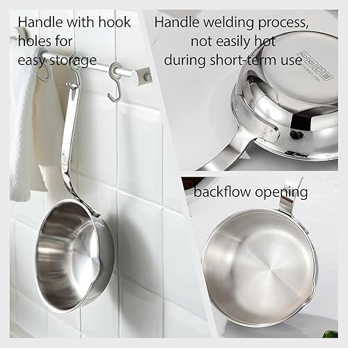 Miniatura 5 de Calentador de mantequilla de acero inoxidable 1810, 13.5 fl oz (13.5 fl oz) calentador de caféleche, mini cacerola, bandeja para huevos, derretidor