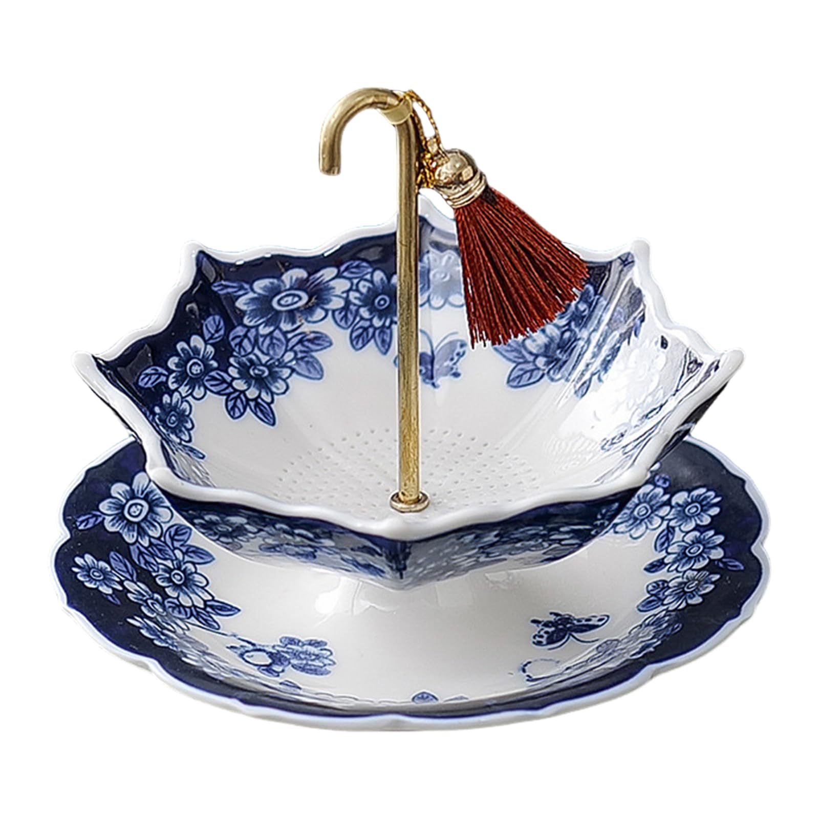 Niebieski i biały porcelanowy zaparzacz do herbaty z podstawką, drobny filtr do herbaty Kung Fu i naparów