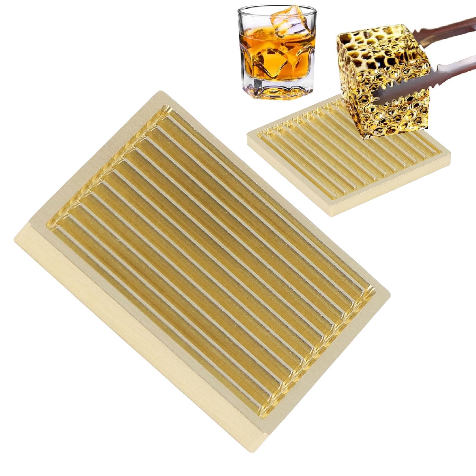 Bandeja de diseño para hacer cubitos de hielo, prensa de hielo de cobre moderna para cócteles, fiestas de barman, sello de hielo único (A02)