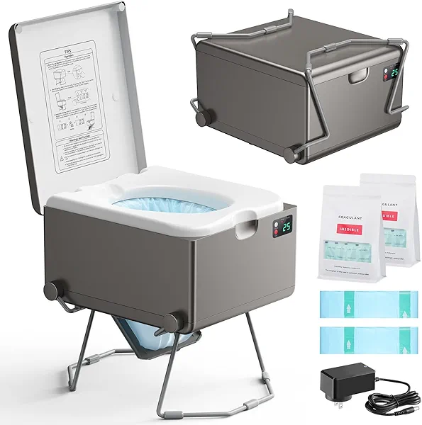 Modiwell Dry Flush Toilet – Waterless, Odorless, Self-Contained | Rechargeable Portable Toilet for RVs, Van, Boat, Tiny House, Off-Grid | Easier to Use Than Composting or Incinerator Toilets