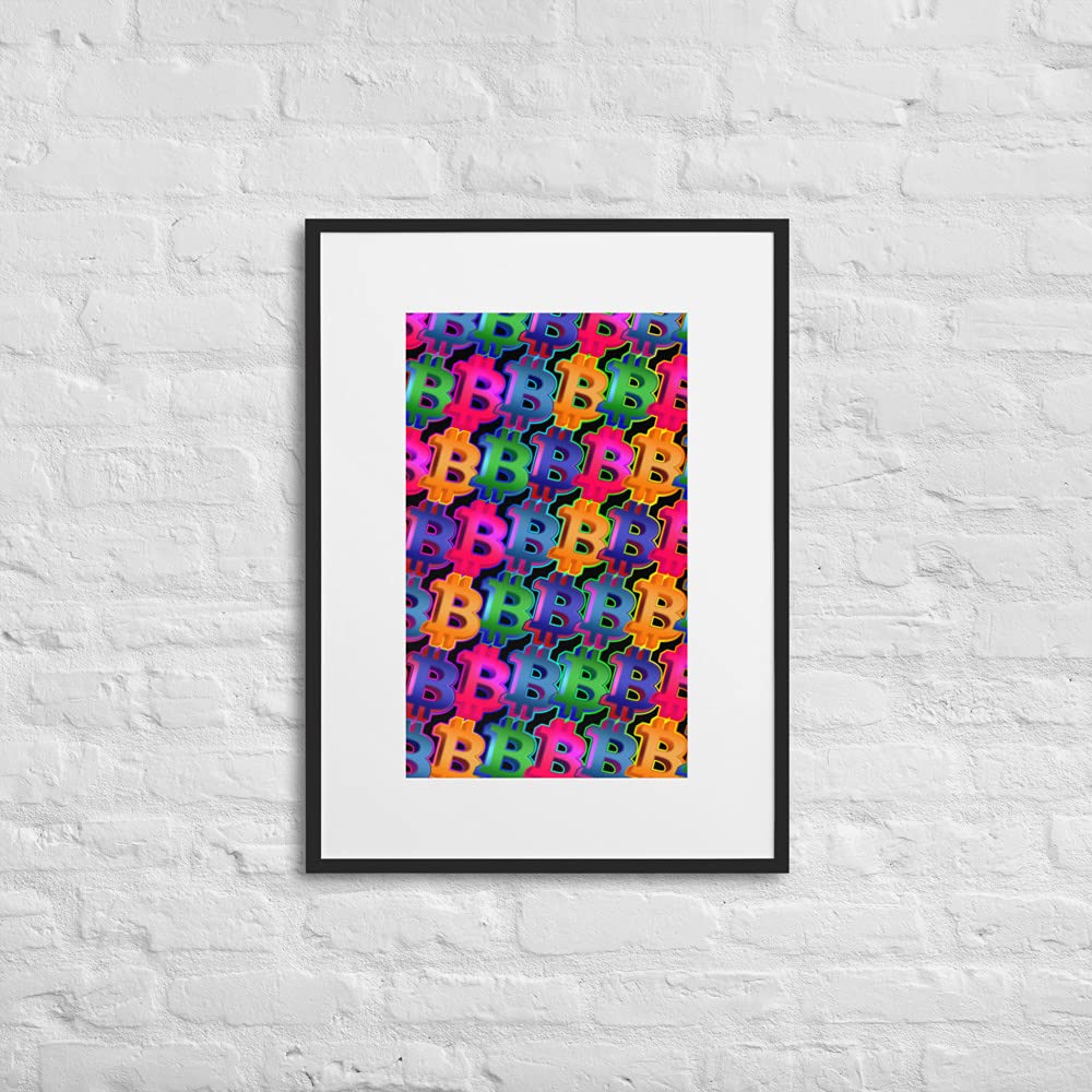 Affiche Bitcoin encadrée poster crypto-currency blockchain mat