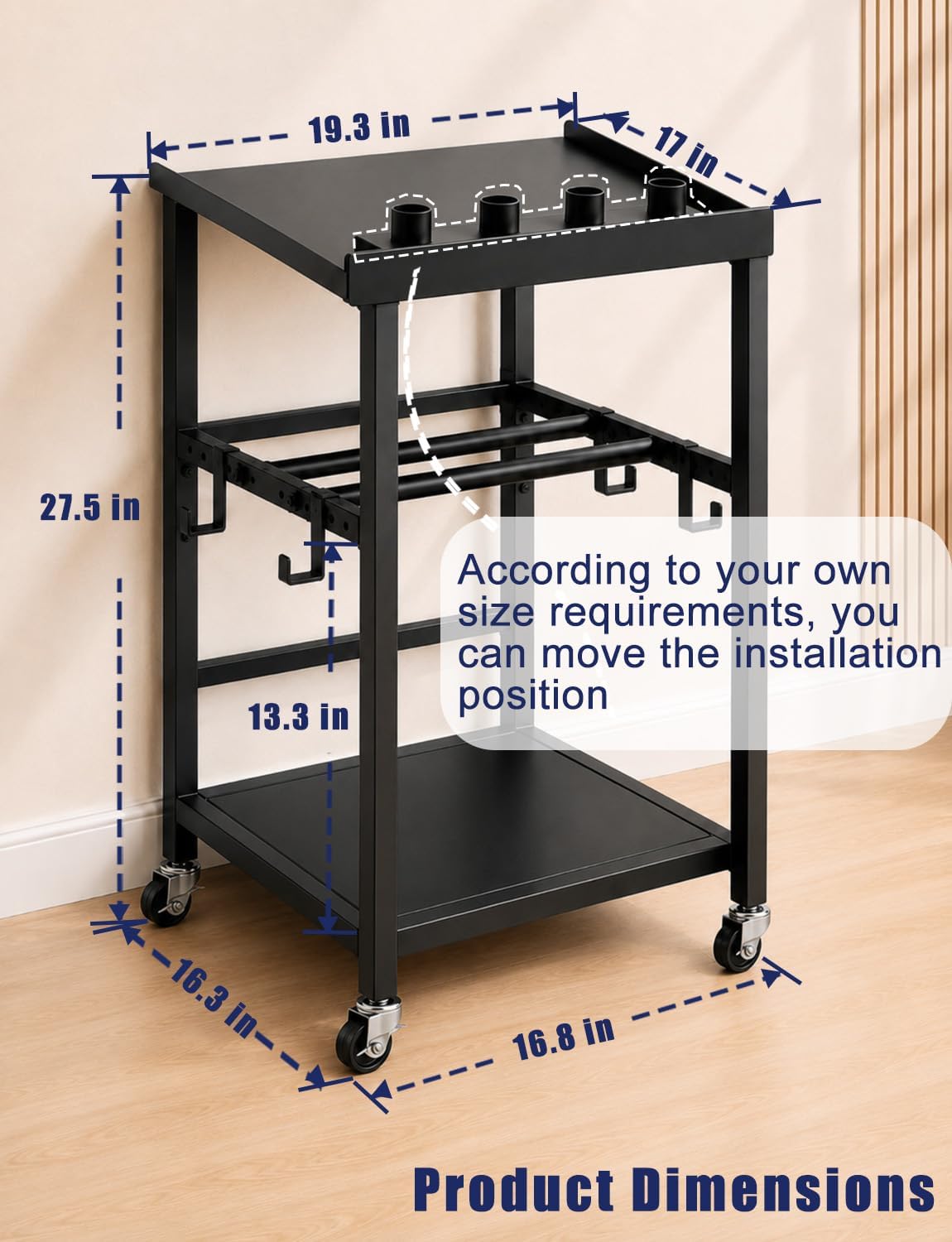 Rolling Dumbbell Rack,500LB Heavy Duty Adjustable Weight Stand for Home Gym image 2