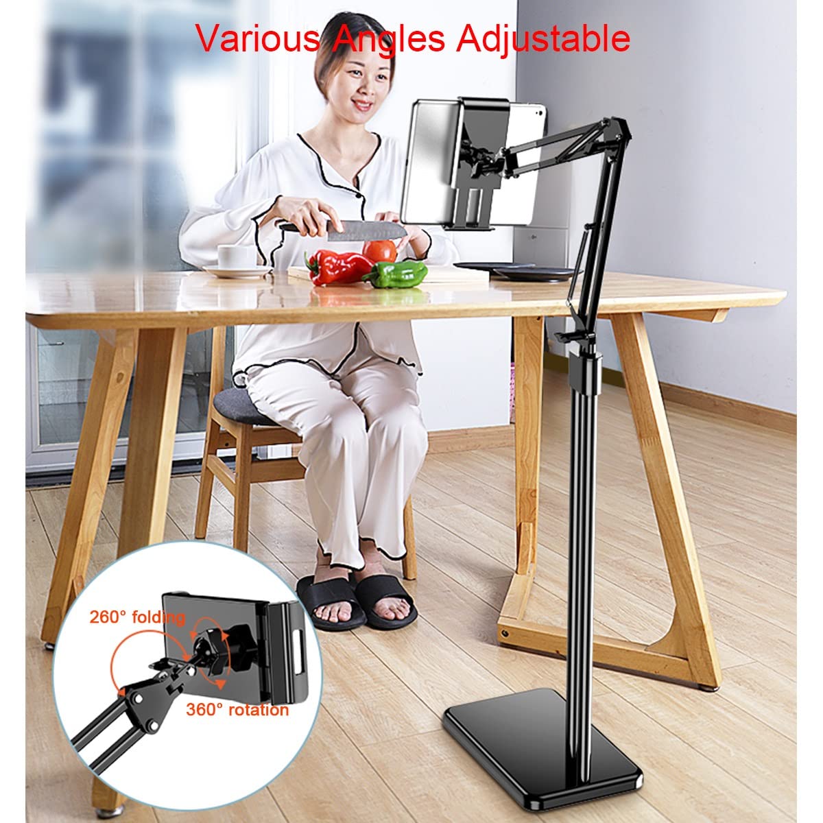 Soporte giratorio de 360 grados, soporte ajustable para dispositivos de 4 a 11.9 pulgadas, perfecto para uso manos libres, diseño versátil y estable, ideal para el hogar y la oficina