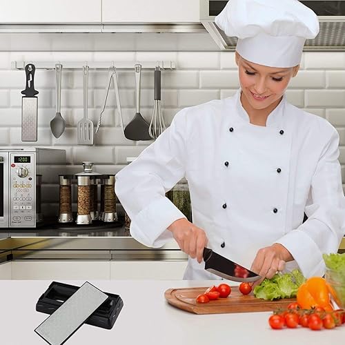 Miniatura 5 de Piedra de afilar de diamante de doble cara, afilador de cuchillos de piedra afilador de diamantes de abeja con base antideslizante para tijeras,