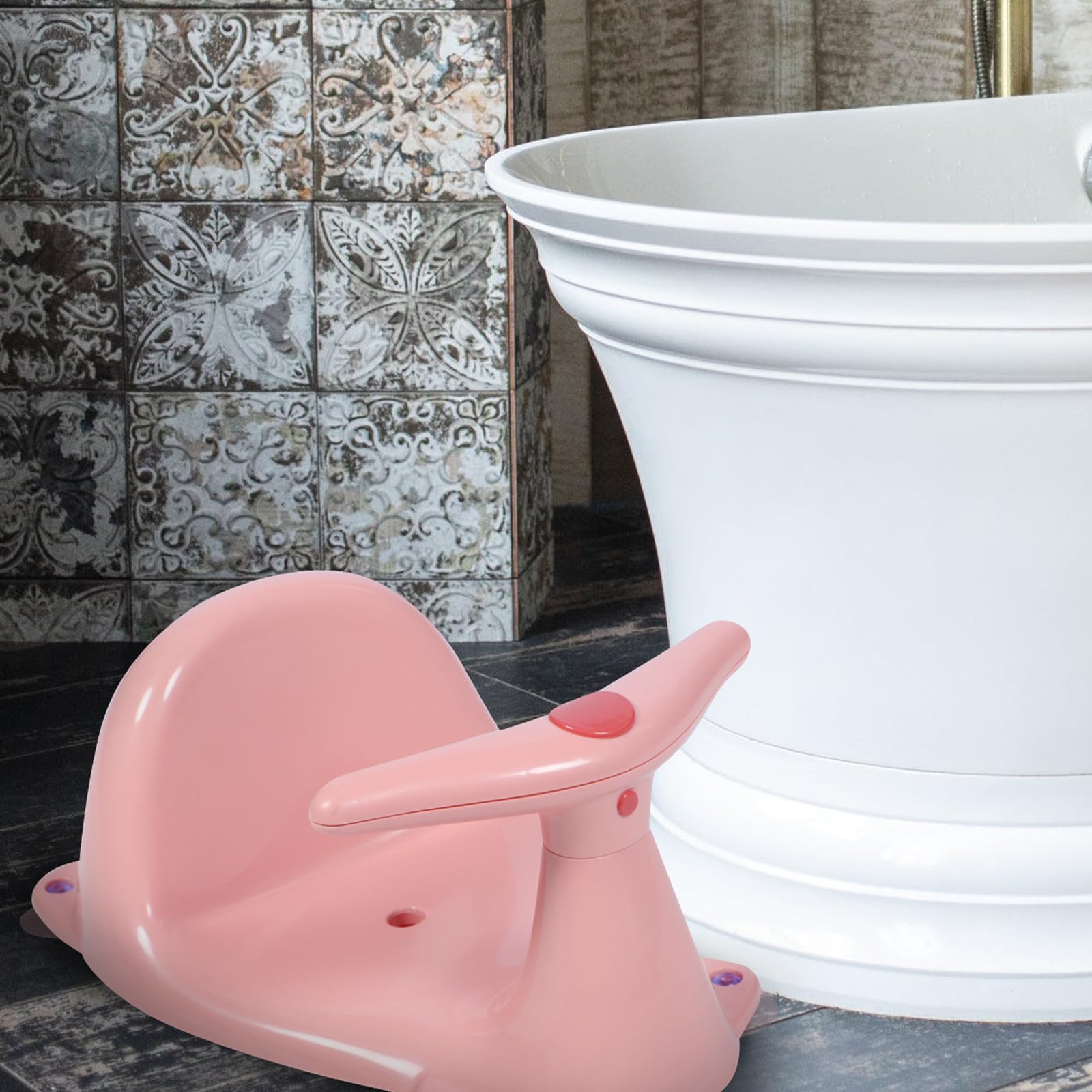 Asiento de Baño para Bebés Rosa Ventosa, Seguro y Antideslizante