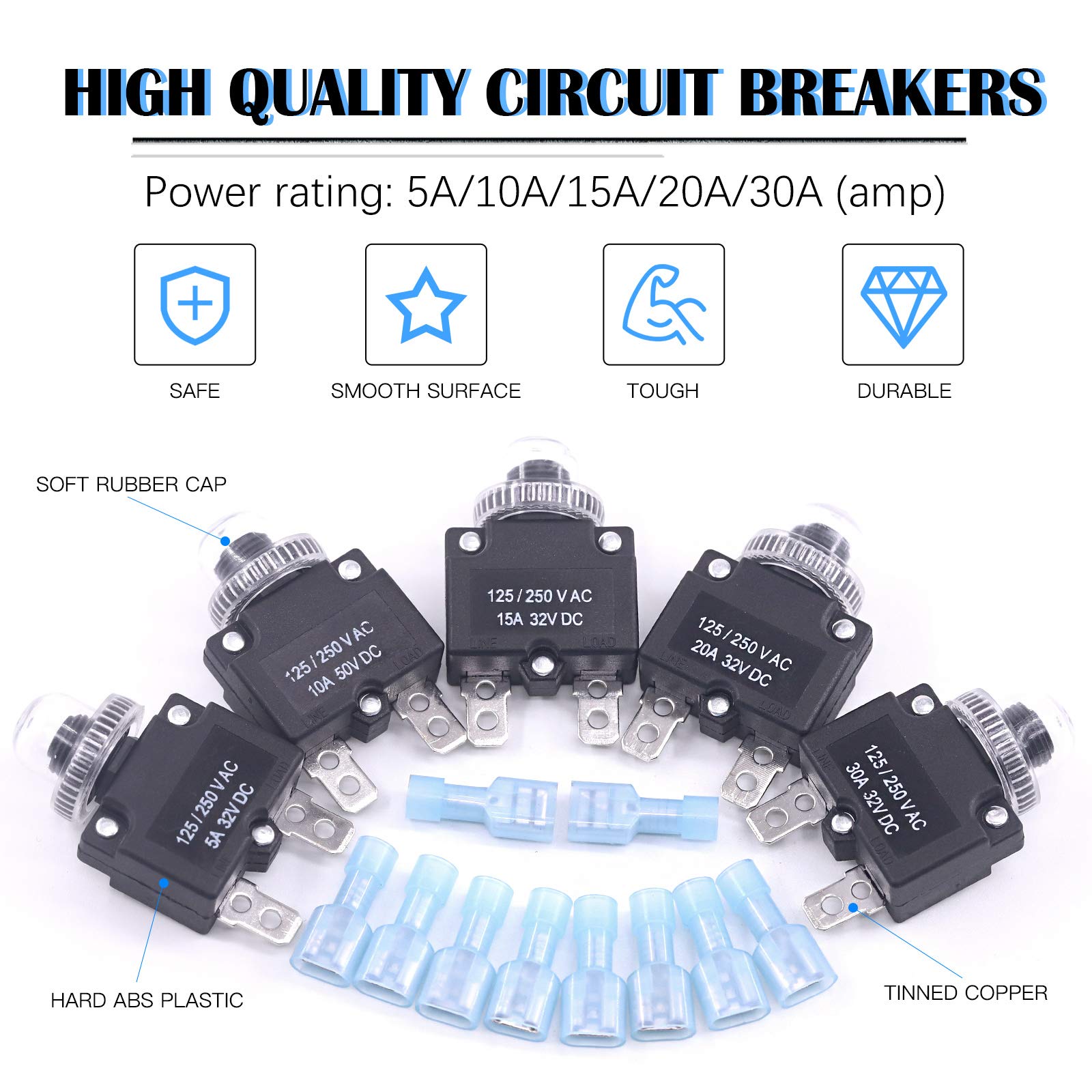 Glarks Circuit Breakers - 30 Pack, Manual Reset -3 Glarks Circuit Breakers - 30 Pack, Manual Reset -3