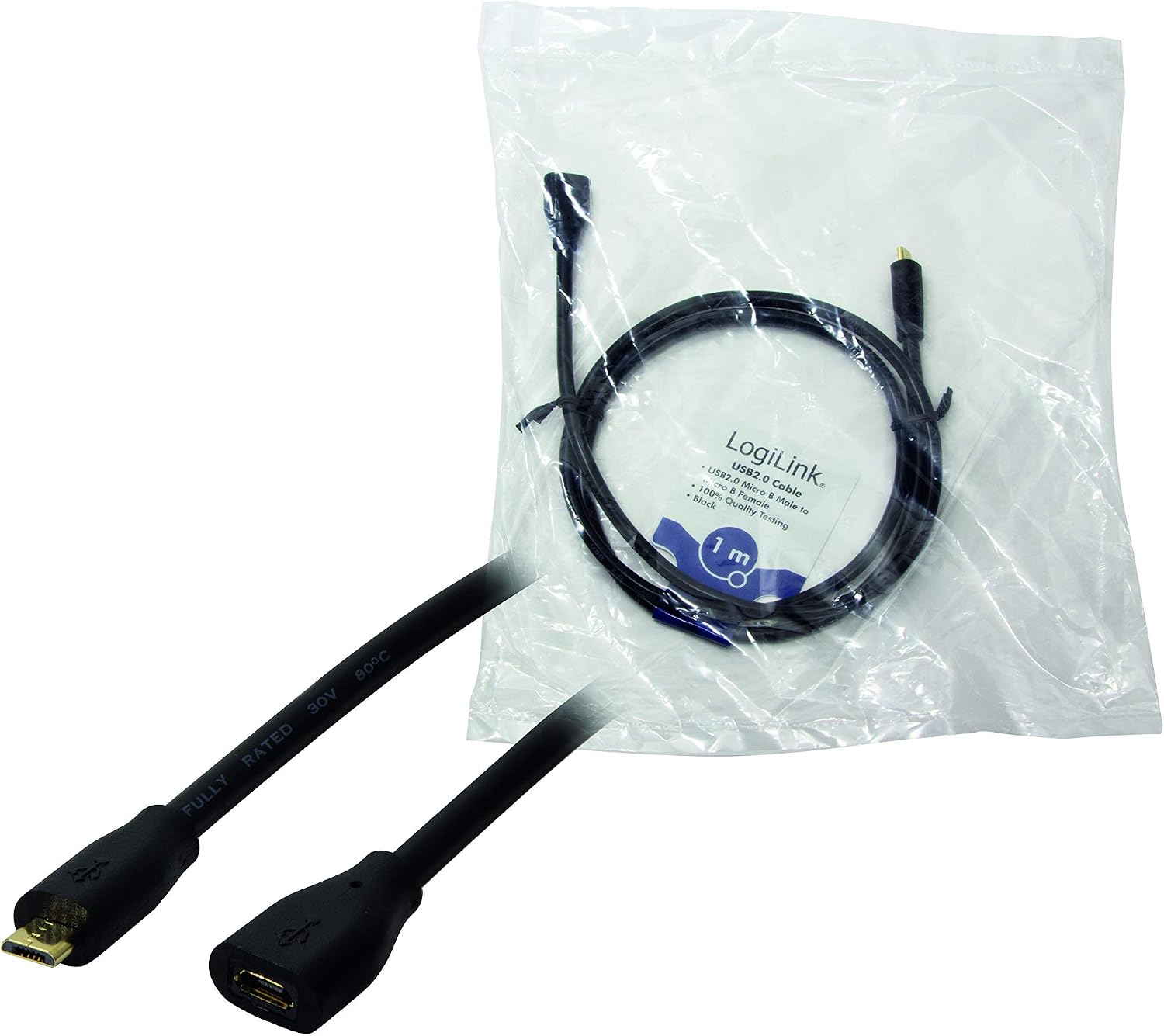 LogiLink CU0120 USB 2.0 Micro-B Power Extension black Black 1 m - Image 4