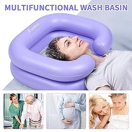 Cehim Inflatable Shampoo Basin - Portable Shampoo Bowl, Hair Washing Basin for Bedridden, Disabled,Injured, Hair Wash Tub for Dreadlocks and at Home Sink Washing (Light purple)