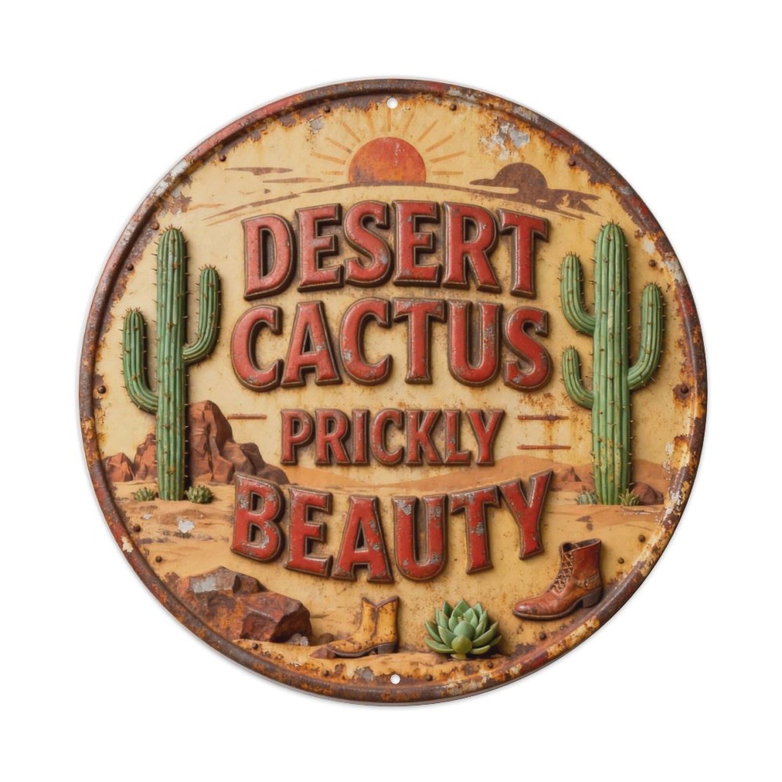 DESERT CACTUS GARDEN PRICKLY BEAUTY Metal Tin Sign Plaque