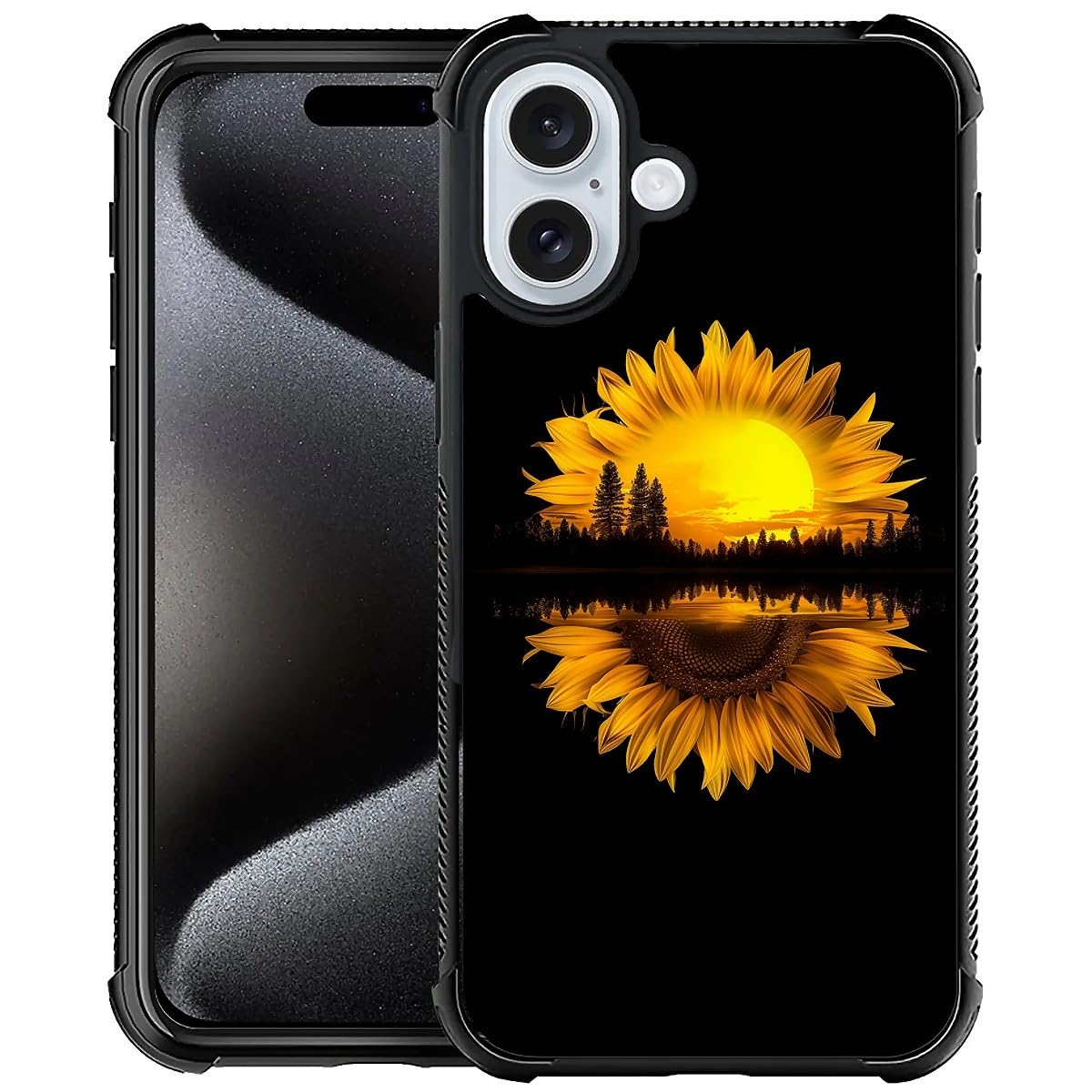 CARLOCA for iPhone 16 Plus Case,Sunflower Forest Guitar Pattern Ultra Protection Shockproof Soft Silicone TPU Non Slip Back for iPhone 16 Plus
