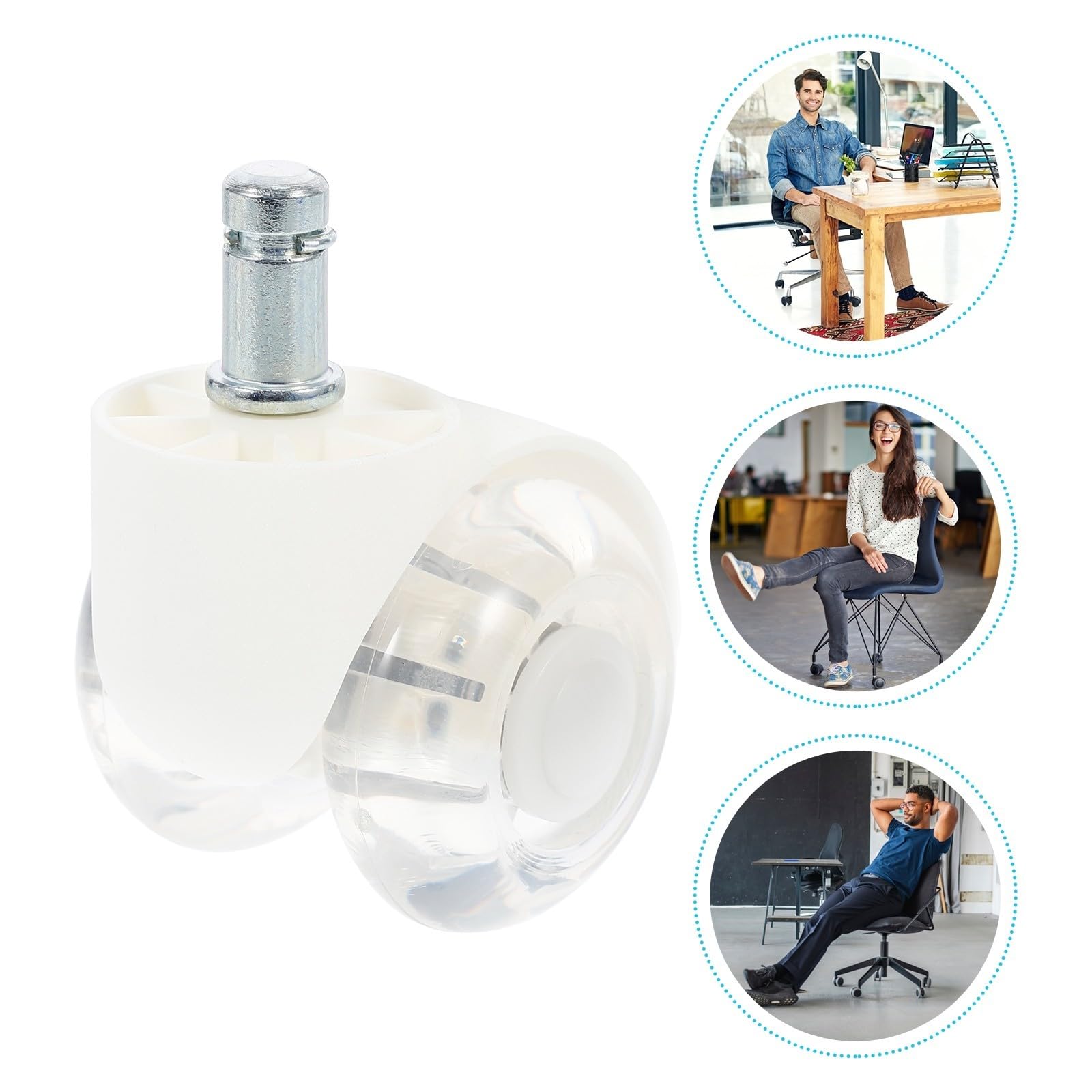 HEMOTON Ruote Silenziose per Mobili in PU 5 Pezzi per Sedie da Ufficio con Design Girevole a 360 Gradi e Struttura in Acciaio