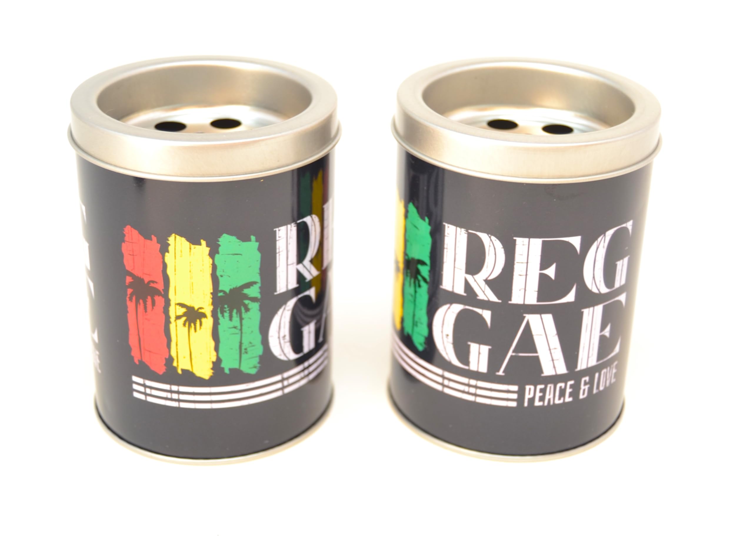 2 x novelty ashtray, reggae rasta jamaican. tobacco is allowed, Smoking area. tobacco, ash collectors, funny metal barrel 10x8x8
