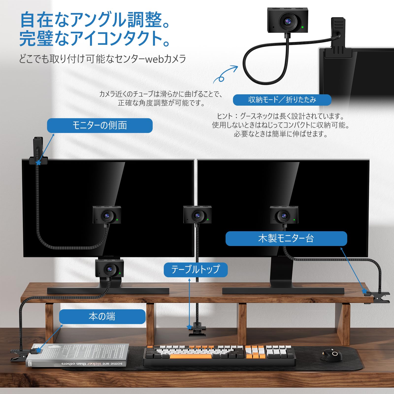 Amazon.co.jp: 【センター取付型】Webカメラ HD1080P マイク内蔵