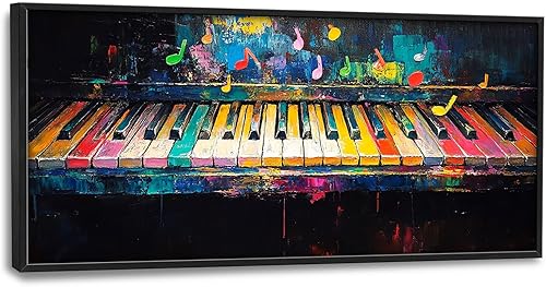 Arte de pared de piano, imágenes musicales, decoración de pared, notas y teclas de piano, impresiones en lienzo para pintura, obra de arte enmarcada