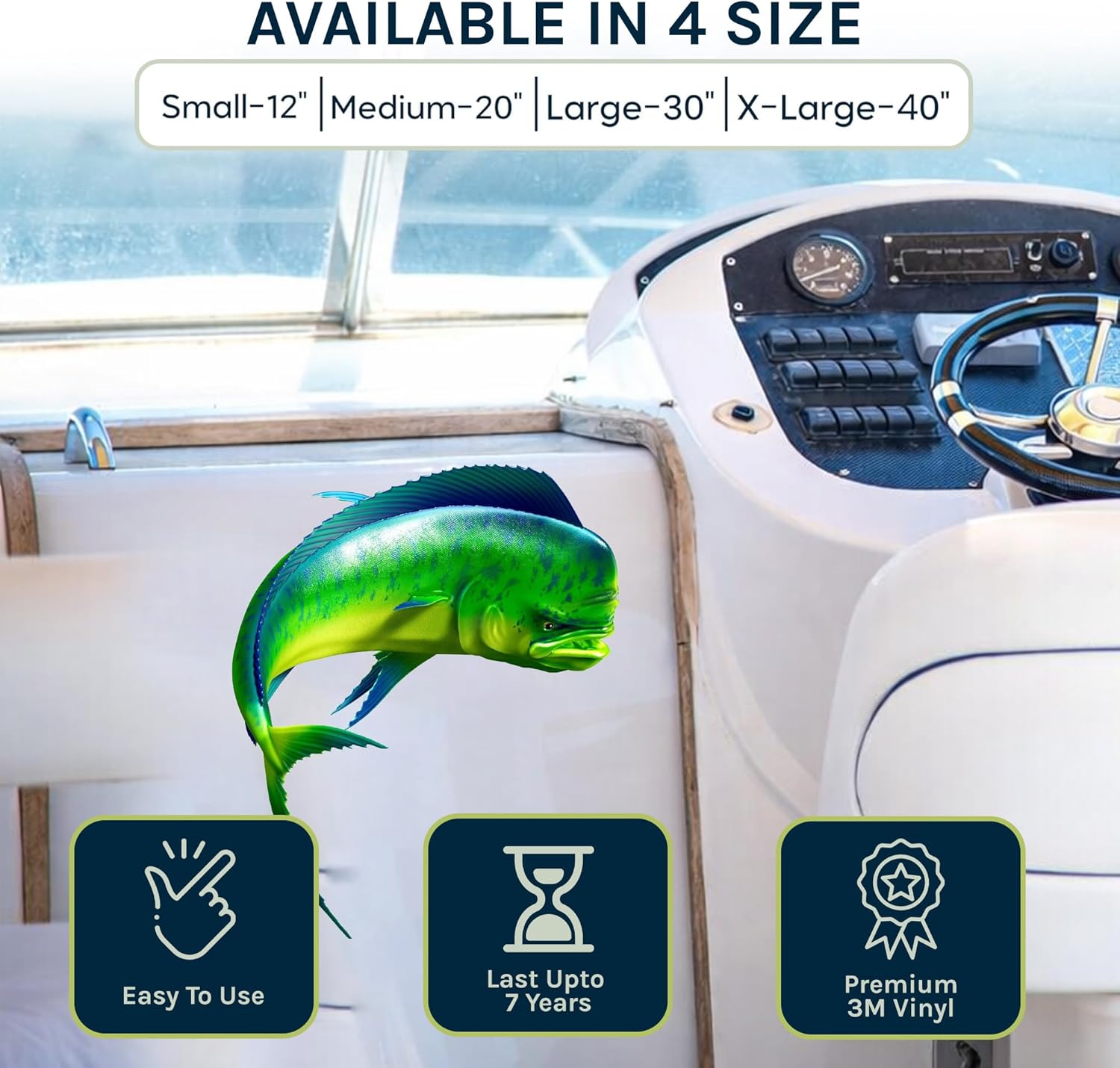 Mahi Mahi Beautiful Fish Decal | Fishing Decal for Boat, Car, Vehicle, Truck Etc. | Waterproof Vinyl Sticker | Many Sizes & Styles Available | 12" to 40" by Digital Fish Art (Medium, Position 6R)
