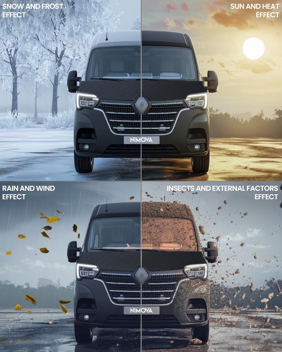 Copertura protettiva per cofano anteriore in tinta unita, nera, per Fiat Ducato, Peugeot Boxer, Citroen Relay dal 2023 in poi