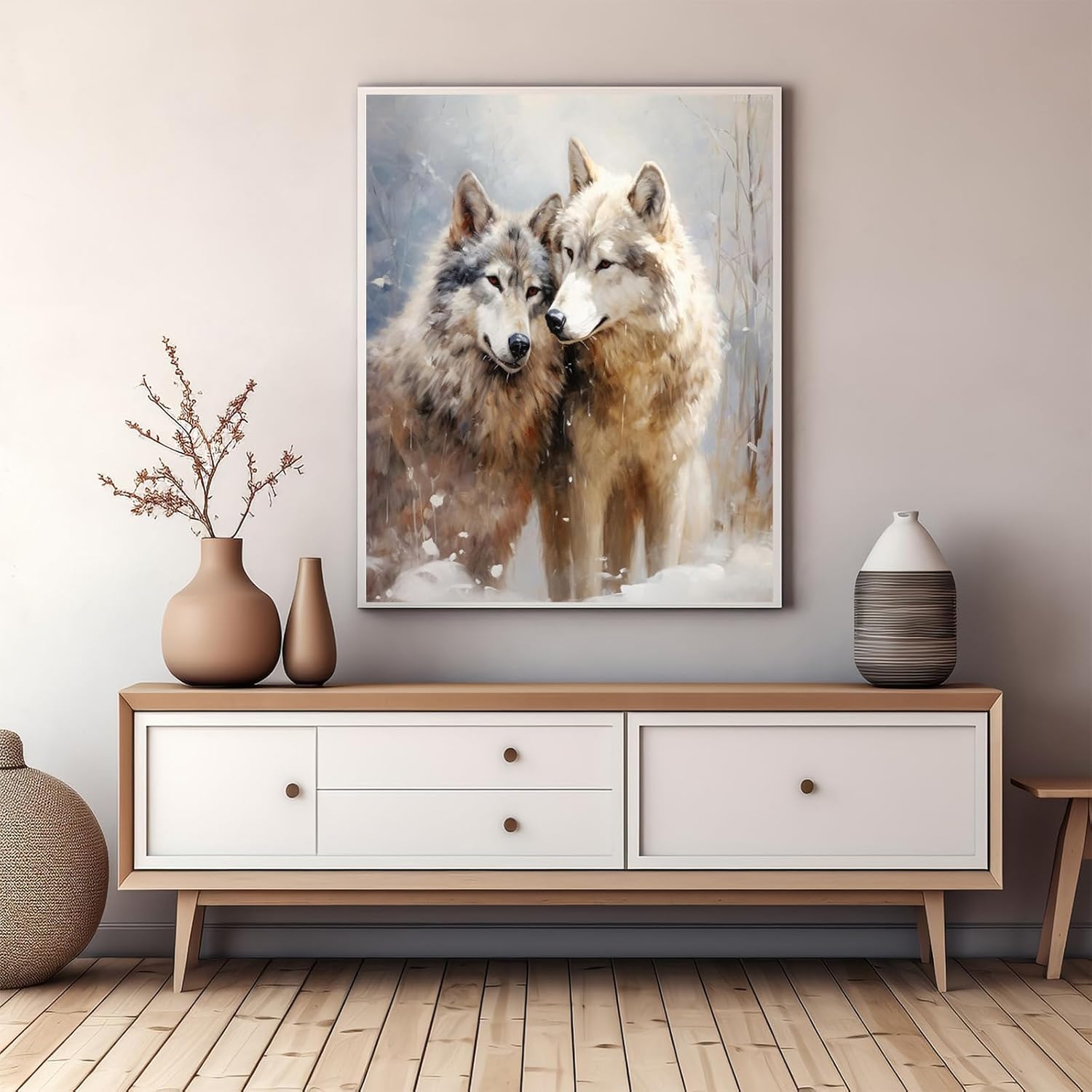 OKSGYTA Paint by Numbers for Adults Beginner Kits, Animals Wolf, Forest Snow Scene, Paint by Number DIY Oil Painting Gift Kit for Home Decor, 40x50cm