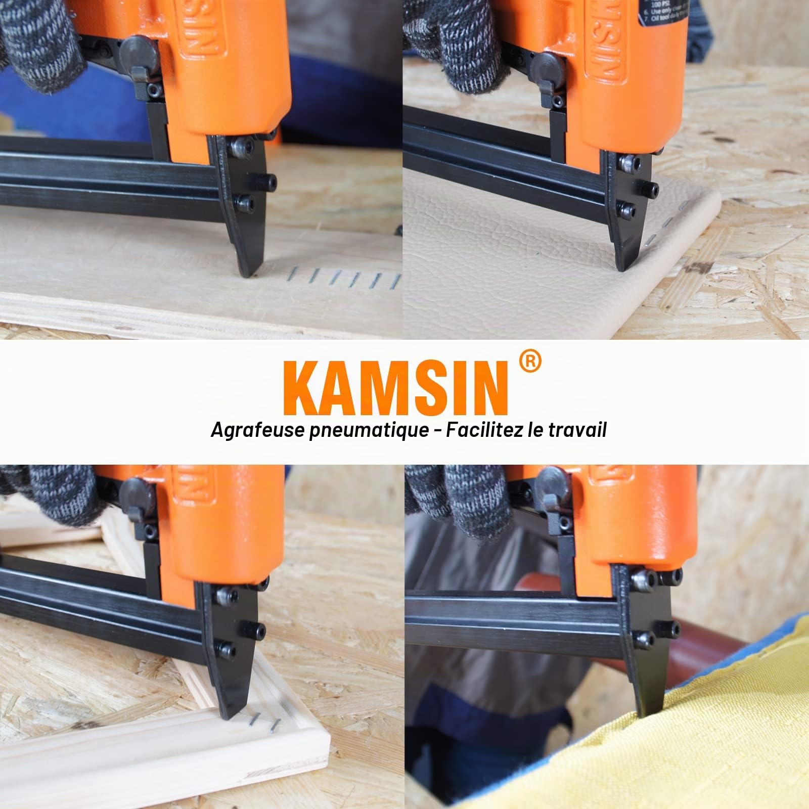 KAMSIN KN7116 Agrafeuse pneumatique pour meubles, calibre 22 Type 71, couronne de 9,0 mm, agrafeuse pneumatique pour meubles, tissus, bricolage