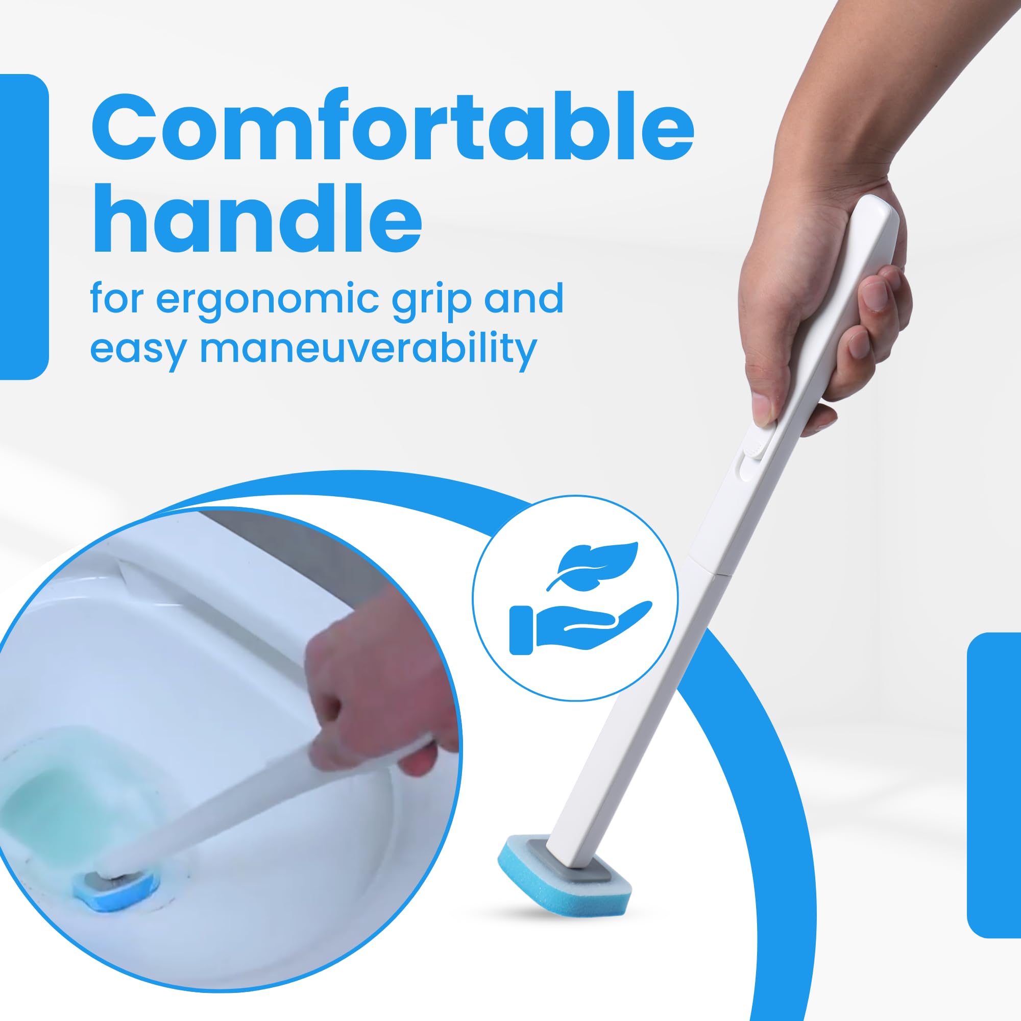 WizardFlush - Escobilla de inodoro desechable para baño, cepillo de fregar para inodoro, ahorro de espacio para almacenamiento, cepillo de inodoro de limpieza profunda, fácil de montar