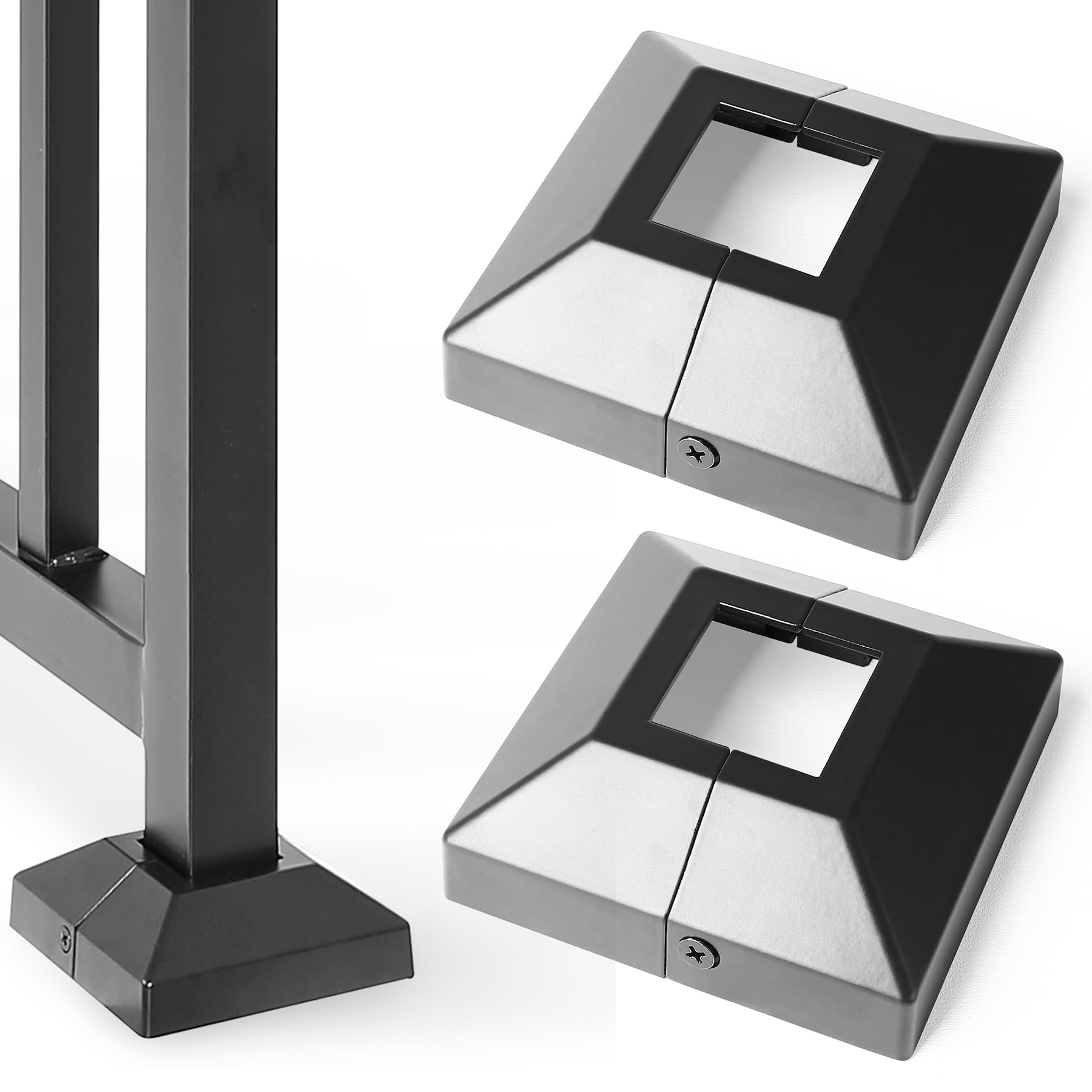 Photo 1 of Brukid Black Deck Post Base Cover (2-Pack)