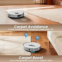 Vista 6 de AIRROBO Robot aspirador y trapeador T30+, vaciado automático de 75 días, succión de 12,000 Pa, evita obstáculos inteligente activo, cepillo sin