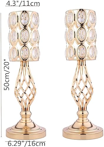 Miniatura 6 de Juego de 10 jarrones de metal de cristal para mesa de boda, de 20 pulgadas, jarrones de flores de trompeta plateados, soportes para boda, fiesta,