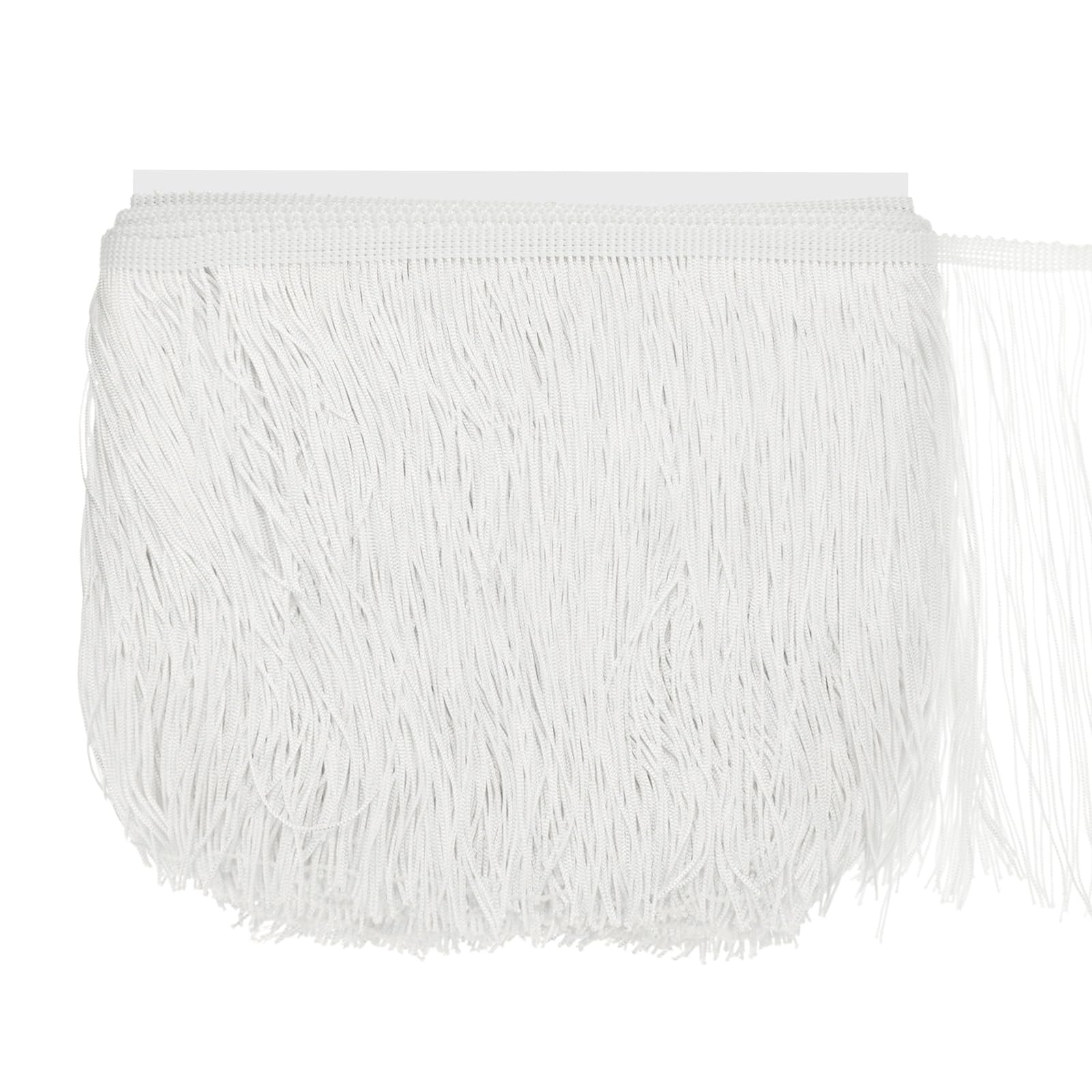 M METERXITY Chainette Fringe Trim, 10 Yards of 8" Polyester Braid Tassel Trim for DIY Crafts/Latin Dress/Lamp Shade Decoration/Wedding Dress/Sewing/Clothing Fringe Thread Yarn [White]