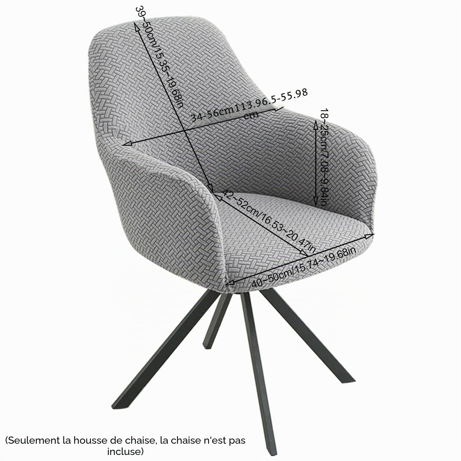 Lot de 2/4 housses de chaise avec accoudoirs en jacquard extensibles et lavables universelles pour salle à manger, hôtel, salon, décoration de mariage (gris clair, lot de 4)