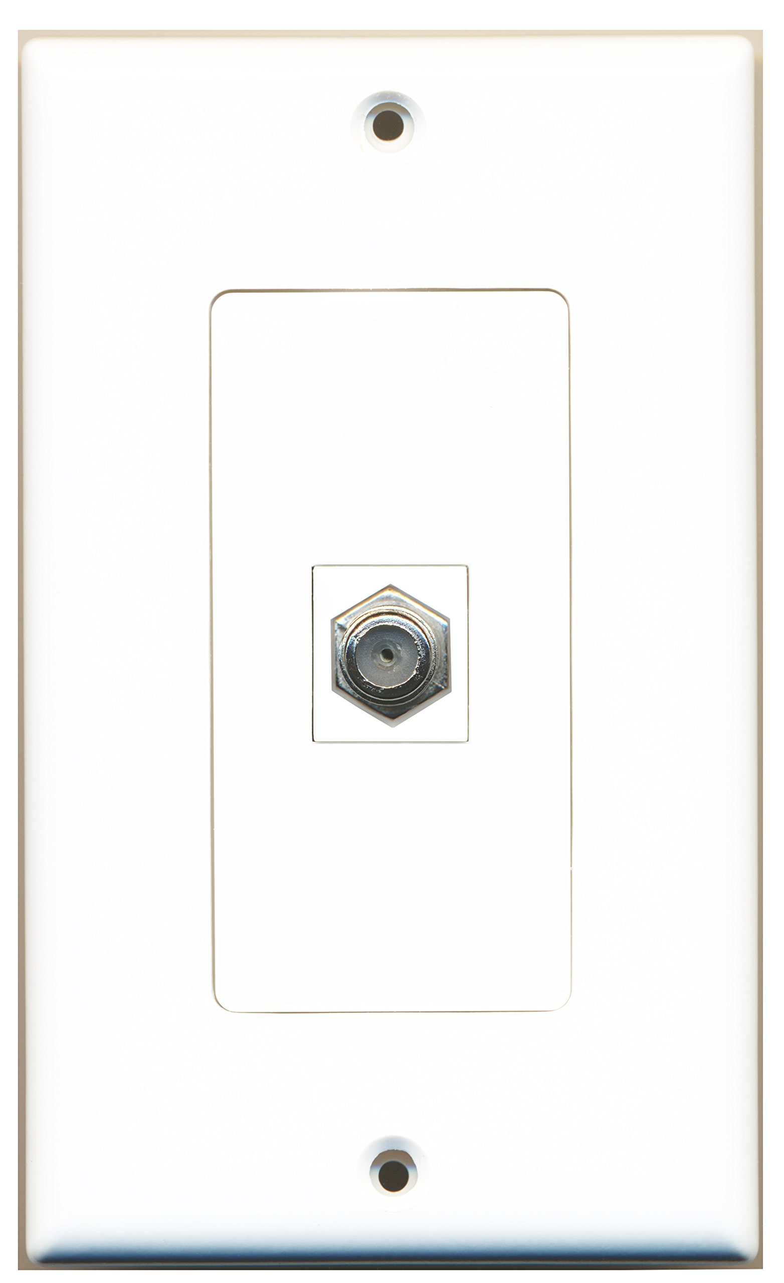 RiteAV 1 Coax Cable TV Port Wall Plate Oversized Jumbo MIDI White