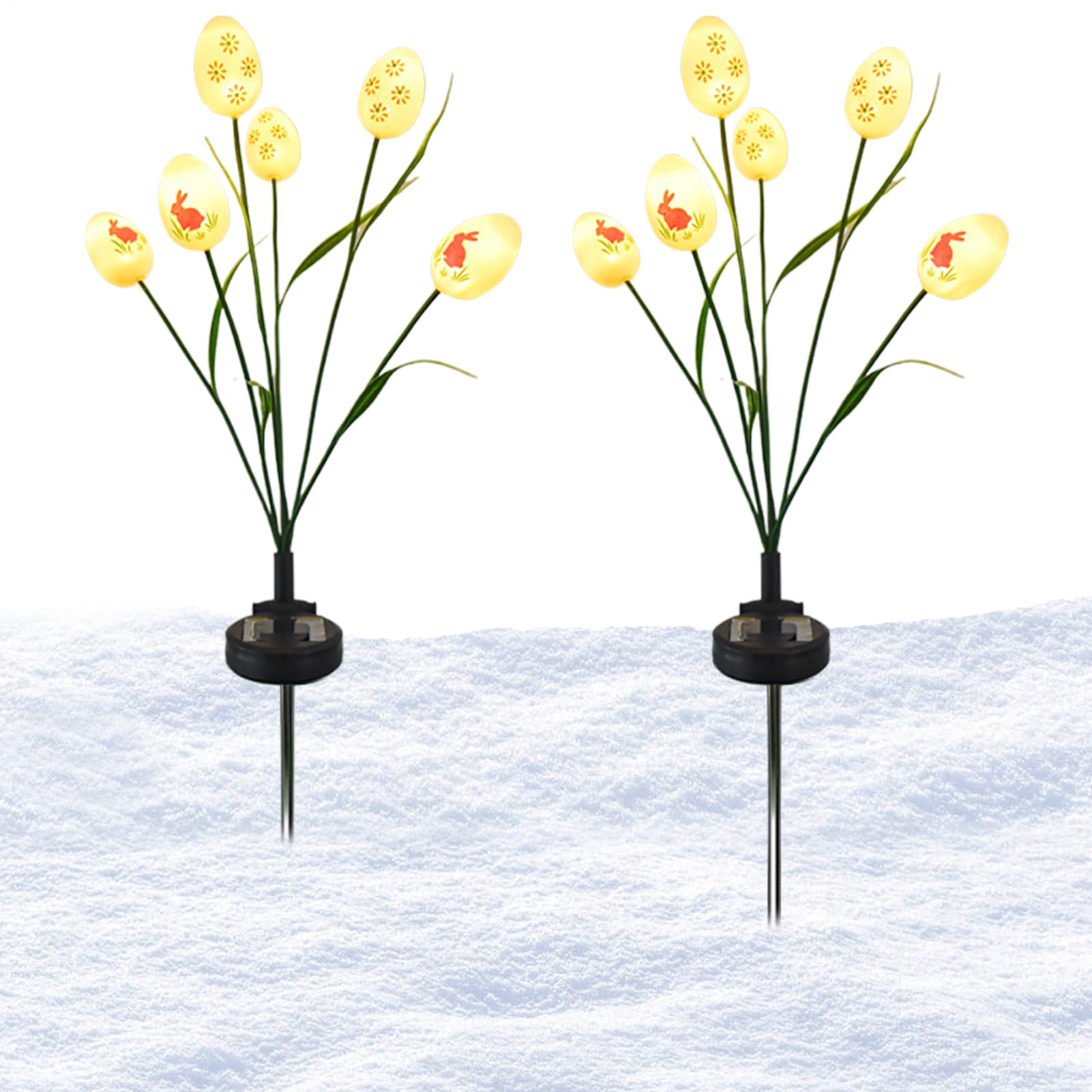 Iluminación solar de estaca impermeable con estacas de huevo de pascua automáticas para patio 8