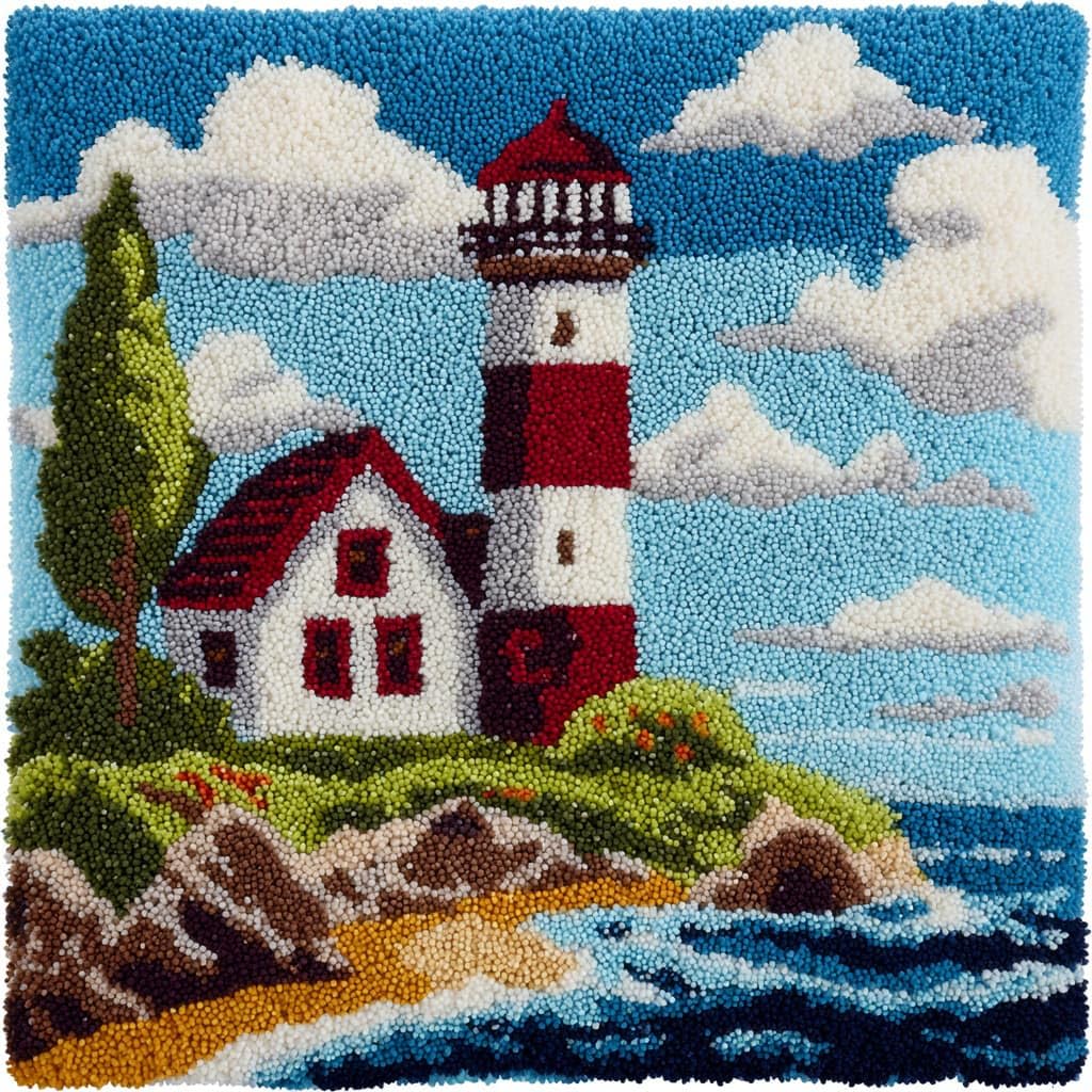 Henypt Latch Hook Cushions Kits Lighthouse