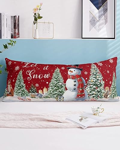 Miniatura 9 de Fundas de almohada de tamaño King con muñeco de nieve, fundas de almohada suaves decorativas para sofá de cuerpo largo con cierre de sobre, diseño