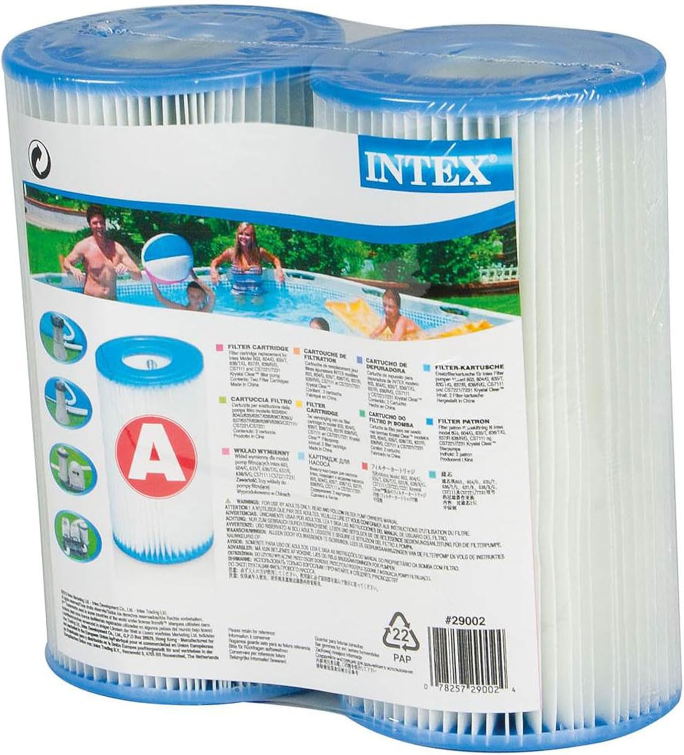 Intex 28131EH 12 Foot x 30 Inch Easy Set Above Ground Inflatable 4 Person Swimming Pool with 530 GPH Filter Pump and 2 Replacement Filter Cartridges
