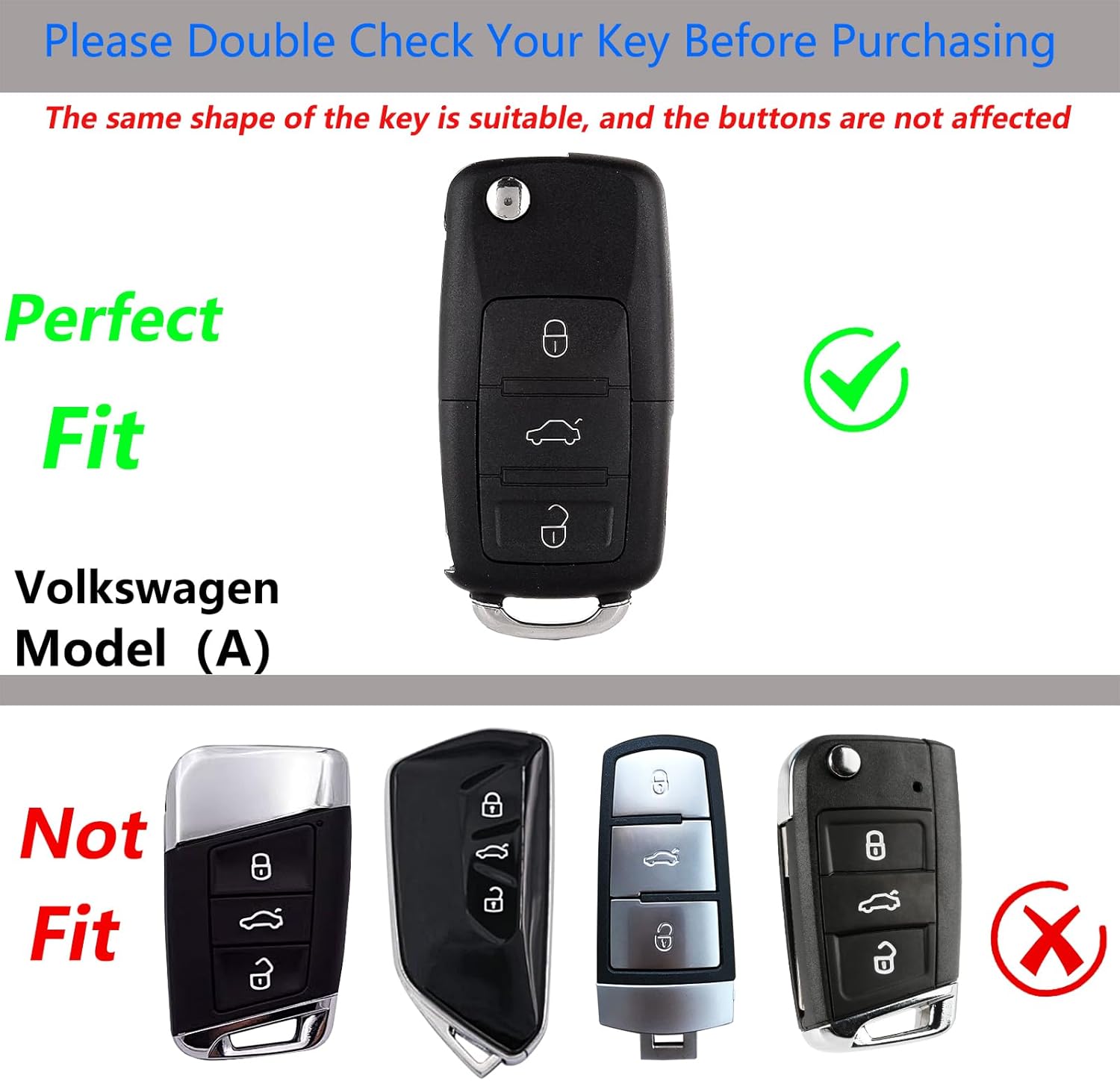 for Volkswagen Key Fob Cover with Keychain,Stylish and Durable Zinc Alloy Protection Key Case Compatible with VW Golf GTI Jetta Passat Tiguan Beetle Polo MK6 Key shell Accessories