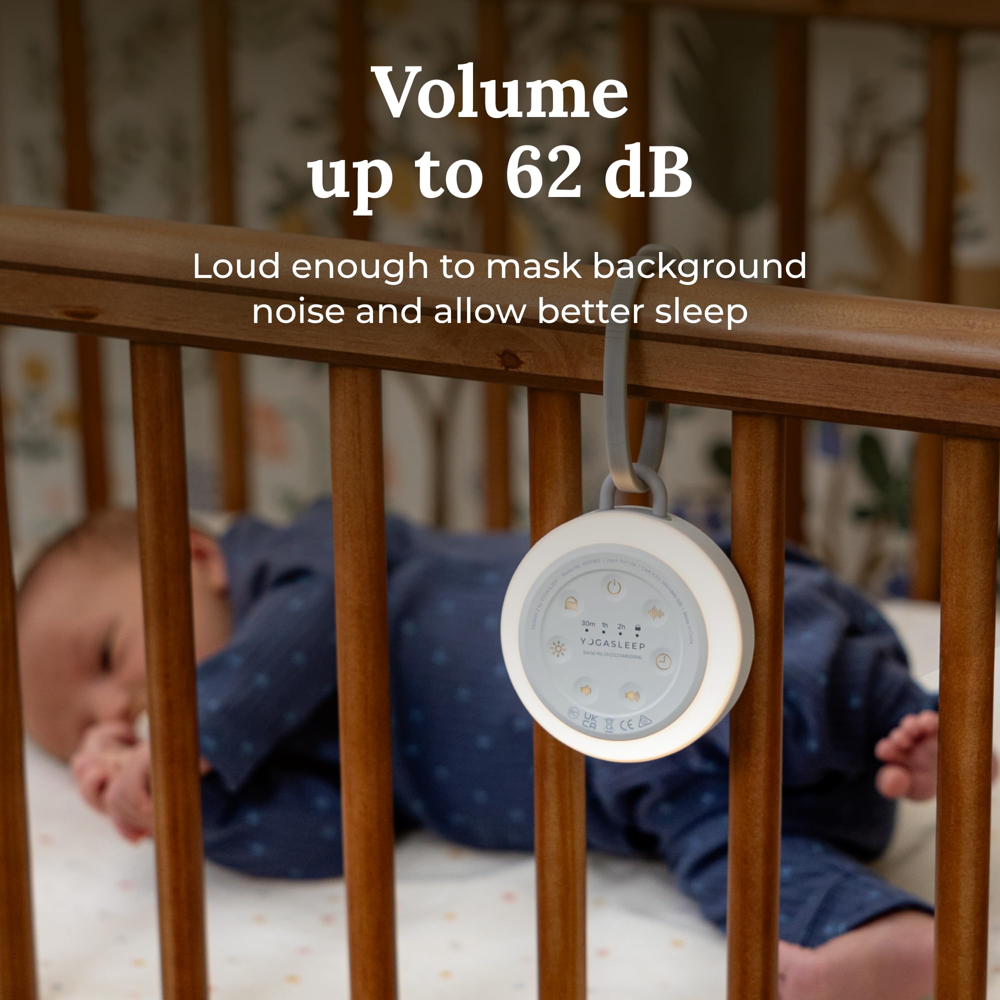 Yogasleep Hushh 2 tragbare Soundmaschine für Baby und Kinder, Tasten mit Hintergrundbeleuchtung und Nachtlicht, mehr Haltbarkeit, 6 beruhigende natürliche Klänge, einfach zu bedienender Timer