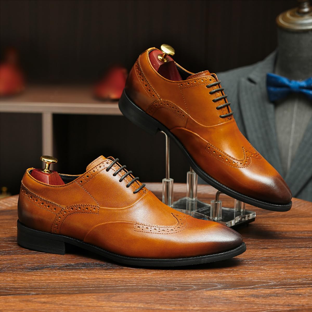 Brogues Oxford Business da Uomo Scarpe Basse Eleganti Formali in Pelle Scarpe Stringate da Abito