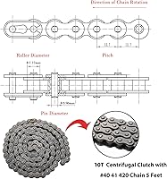 Vista 6 de Embrague Go Kart 3/4" Orificio 10 Dientes Para Cadena 40/41/420, Embrague Centrífugo Para Cadena Mini Bicicleta 10T Compatible con Predator 212 6.5HP