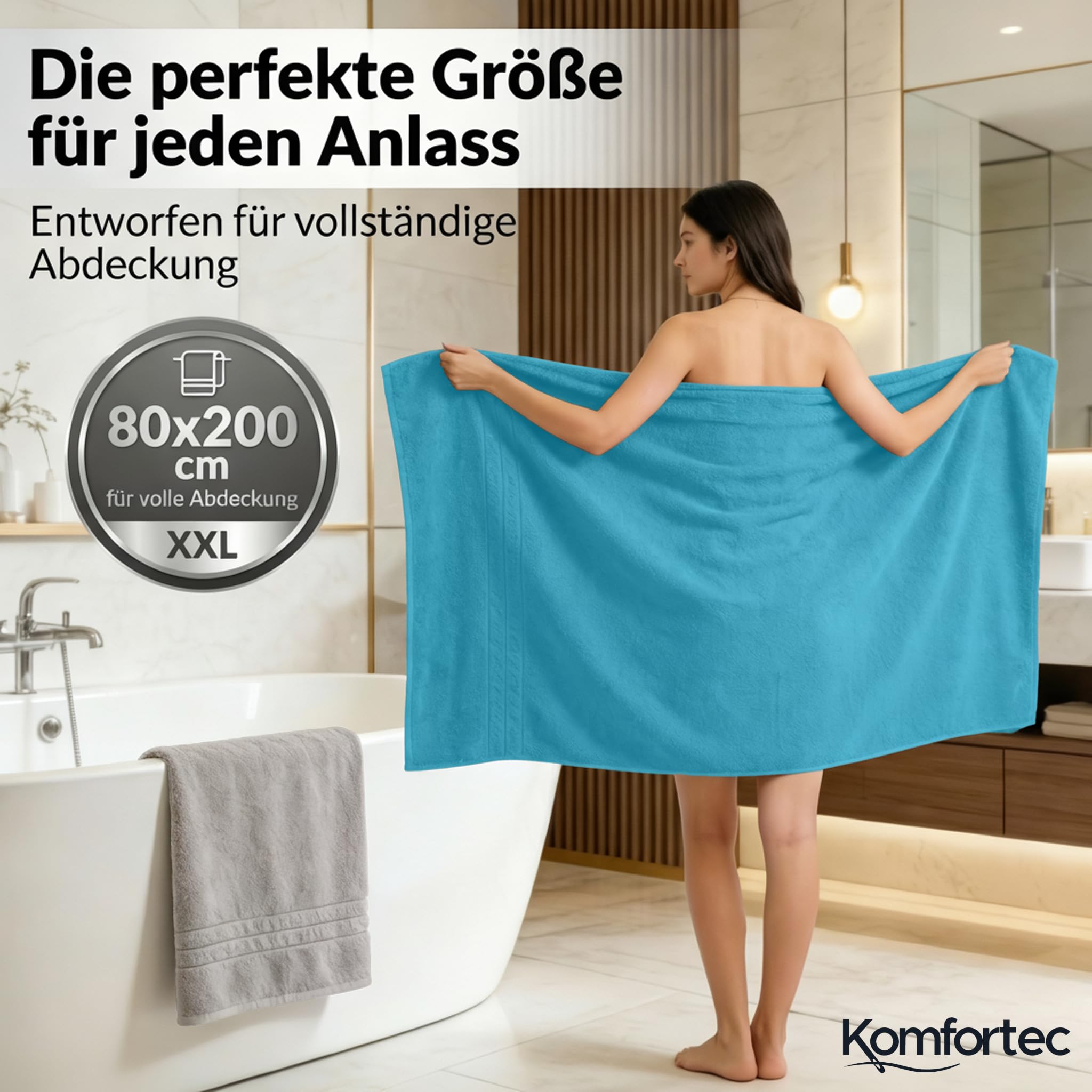 Komfortec 2er Saunahandtuch Set 80x200 cm – Bild 2