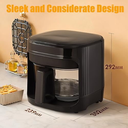 Miniatura 3 de Versátil freidora de aire de vidrio 6 en 1 y horno tostador, capacidad de tamaño familiar de 4.7 cuartos de galón. Disfruta de resultados crujientes