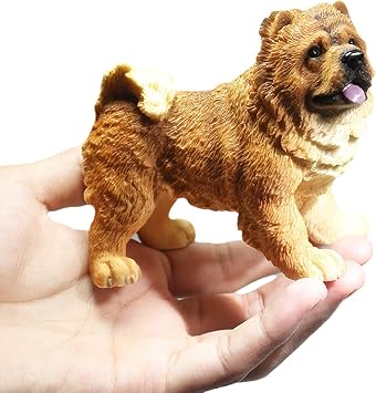 Realistic Chow Chow Statue, Small Resin Dog Figurine Decor, Living Room Bedroom Office Decoration Chow Chow Sculpture Memorial Gift, Collectible Home Decor L 3.93"x W 2.16" x H 3.22", Brown