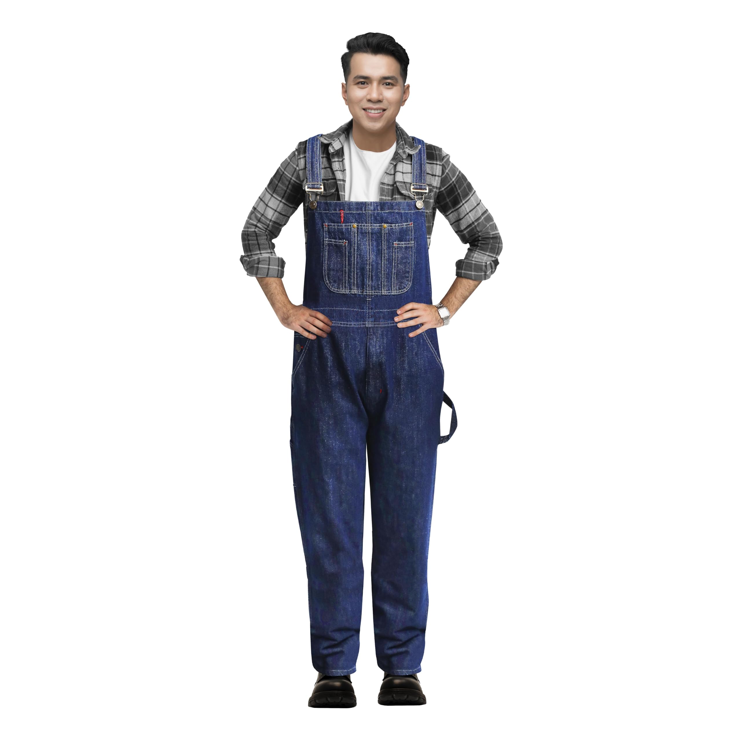 GREAT BIKERS GEAR - Salopette da uomo in denim salopette jeans Brace grande e alto chiave Pro Heavy Duty Workwear Mario Cargo
