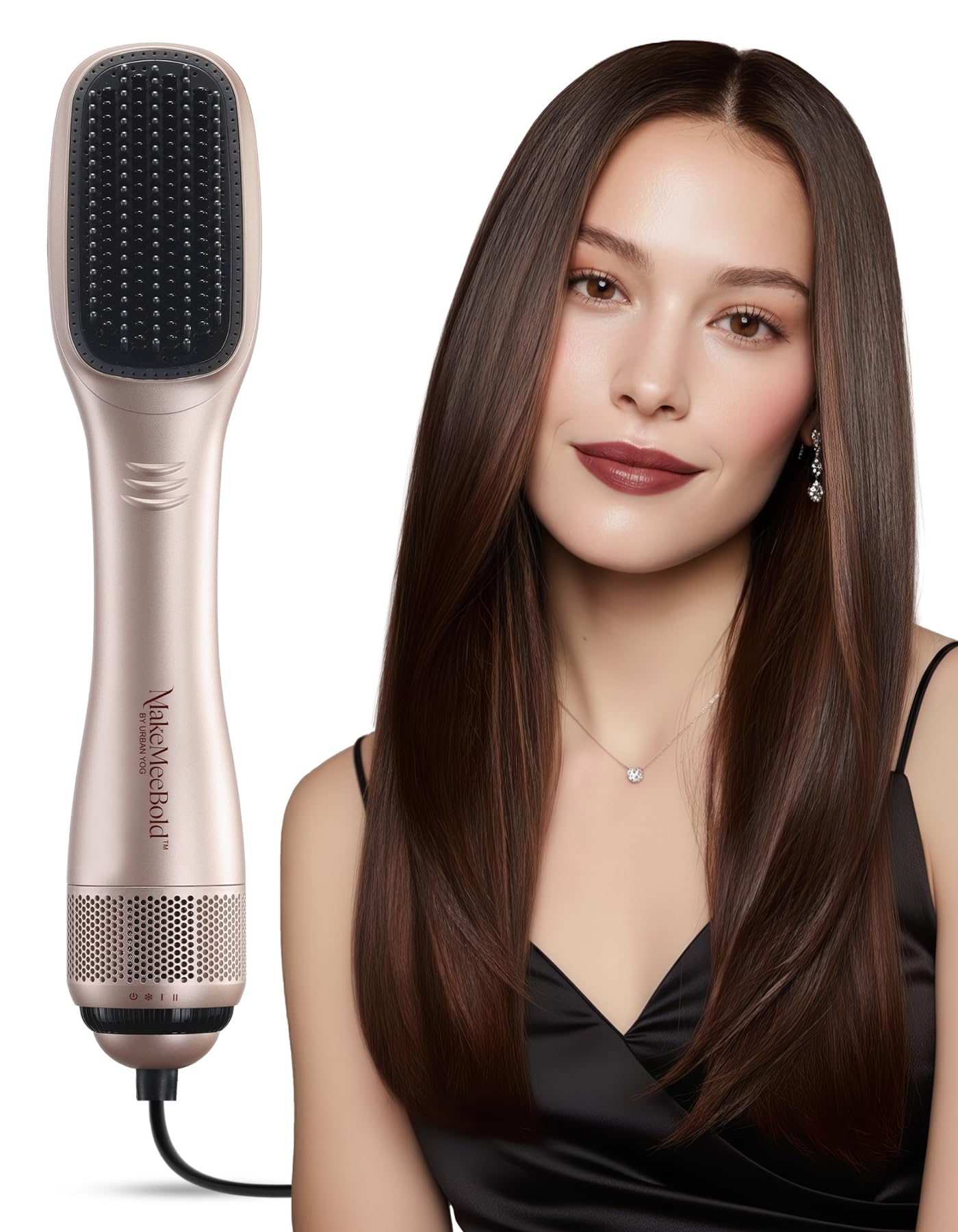 Urban Yog MakeMeeBold Air Straightening Dryer for Women | Hair Straightener for Woman | Hot Air Brush for Hair | 1200W Ceramic Coated Bristles | Dries, Straightens & Detangles Hair | 3 Airflow Modes