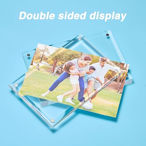 Miniatura 4 de TWING Paquete de 3 portarretratos acrílicos de 4 x 6 pulgadas con bordes curvos, marcos acrílicos de doble cara con imán de 0.315 pulgadas + 0.55