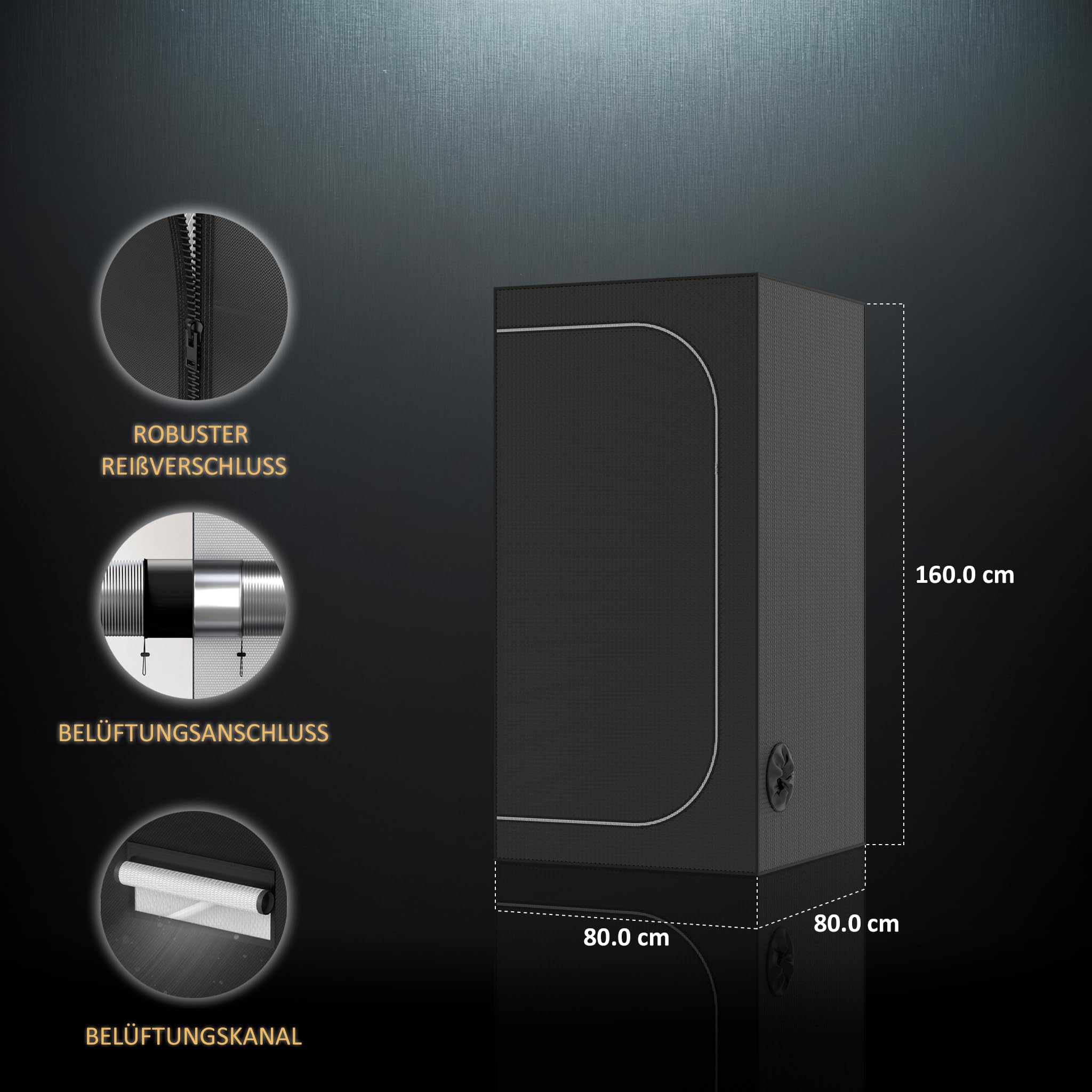 The Grow Deluxe D600 Growzelt 80x80x160 cm - Indoor Anbauzelt mit herausnehmbarer Wanne, hochreflektierendes Mylar licht- und wasserdicht