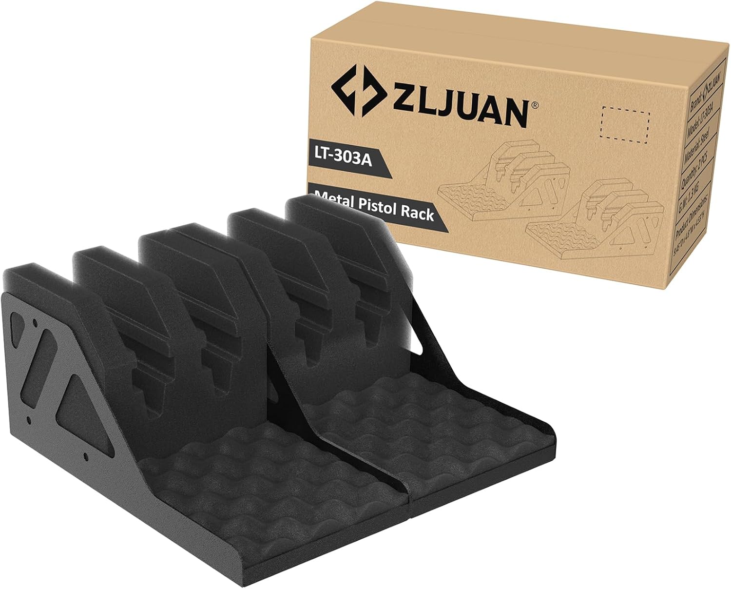 Z ZLJUAN 4 Slots Universal Pistol Rack, Handgun Rack Pistol Holder for Gun Safe, Foam Protective Pistol Stand Gun Storage Fit Most Handguns