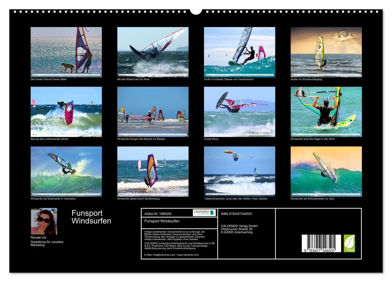 Funsport Windsurfen (hochwertiger Premium Wandkalender 2026 DIN A2 quer), Kunstdruck in Hochglanz: Atemraubenden Surfszenen, aufgenommen an traumhaften Surfspots (CALVENDO Sport)